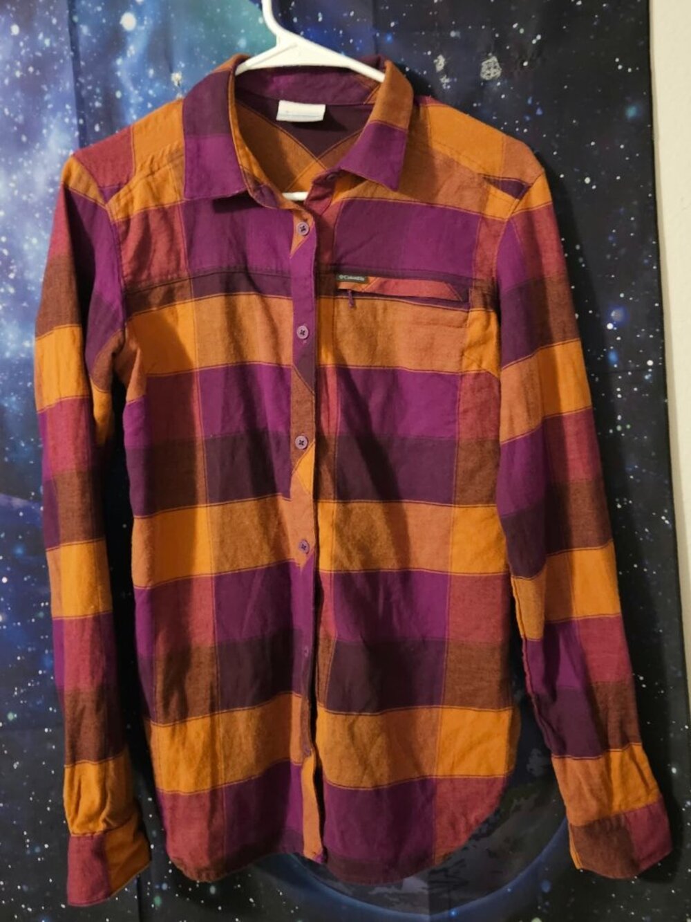 Columbia Sportswear Women's Plaid Flannel Long Sleeve Button-Down Shirt - Size S